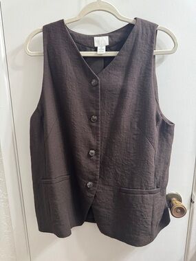 H&M Dark Brown Casual Button Vest
